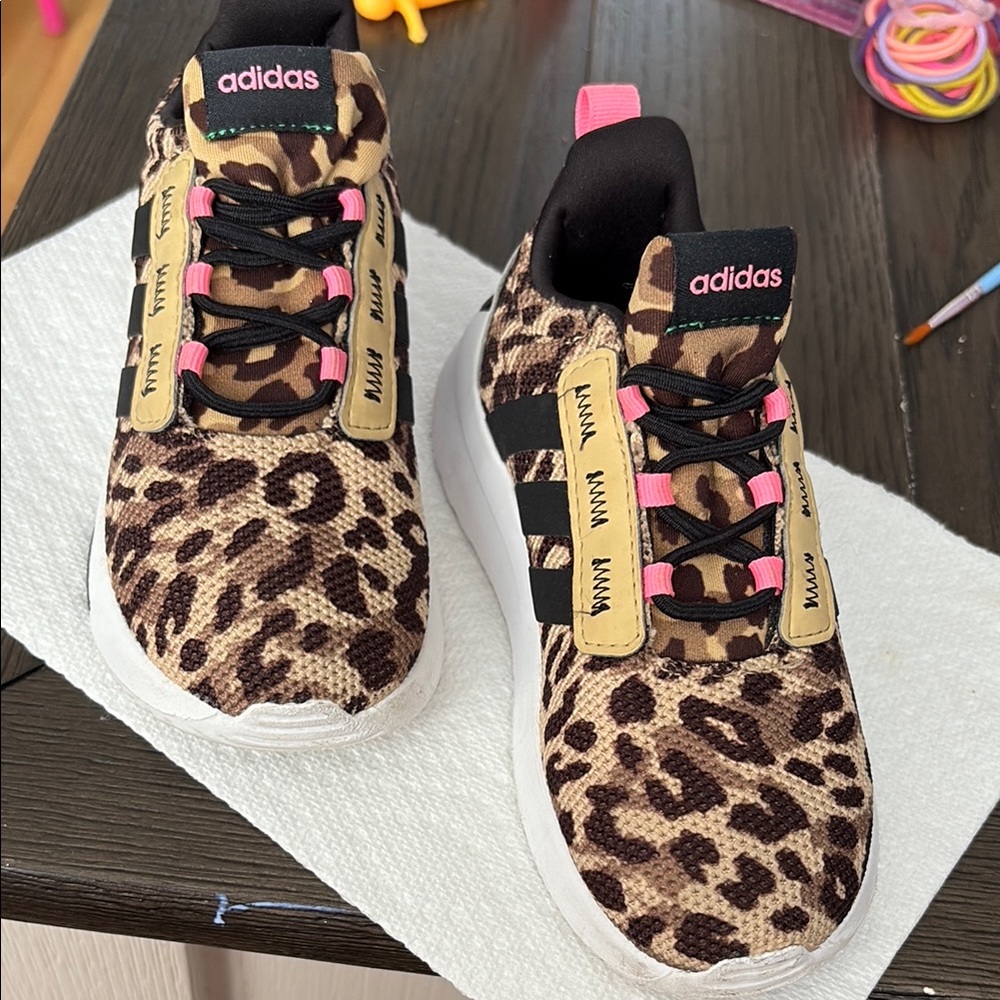 Adidas Brown and Pink Leopard Print Sneakers